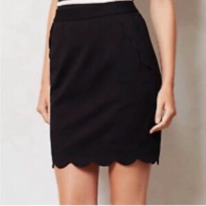 Skies Are Blue Black Scalloped Mini Skirt